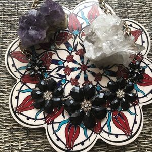 2/$10 Gold and Black Floral Statement Necklace